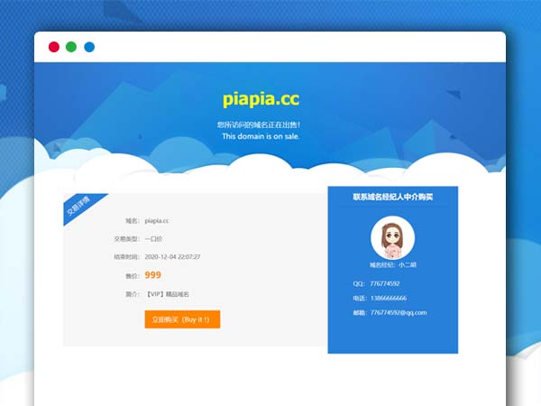 超级好看单域名出售Html源码