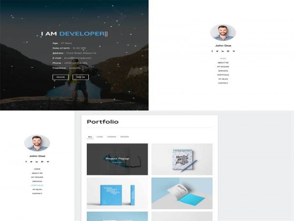 HTML源码 全屏的前端工程师个人主页html5模板