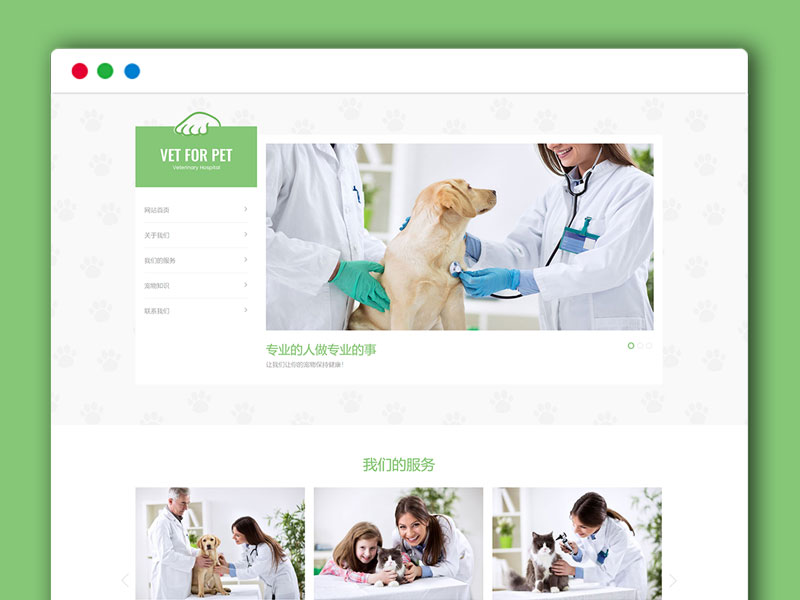 绿色清新简洁大气宠物兽医门诊医院 DeDeCMS自适应模板 